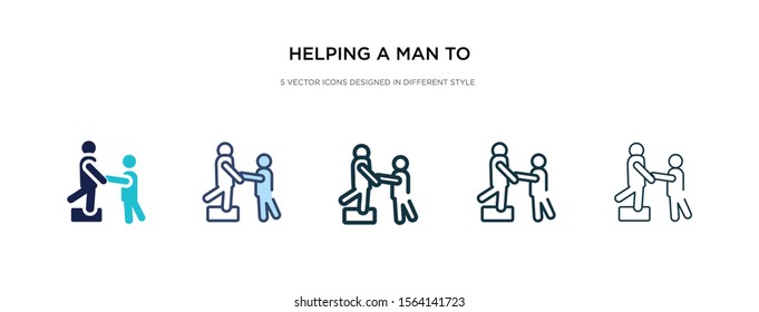 helping a man to climb icon in different style vector illustration. two colored and black helping a man to climb vector icons designed in filled, outline, line and stroke style can be used for web,