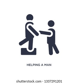 helping a man to climb isolated icon. Simple element illustration from behavior concept. helping a man to climb editable logo symbol design on white background. Can be use for web and mobile.