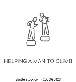 Helping a Man to Climb linear icon. Helping a Man to Climb concept stroke symbol design. Thin graphic elements vector illustration, outline pattern on a white background, eps 10.