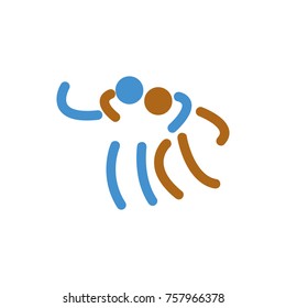Helping man vector icon. People help sign illustration.