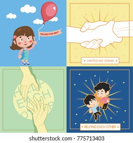 Helping People Each Other Illustration Design Vector