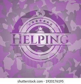 Helping pink and purple on camo texture. Vector Illustration. Detailed. 