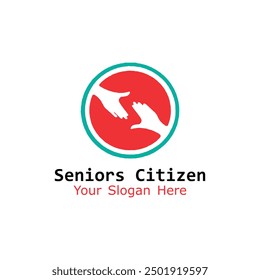 helping senior citizens logo design vector