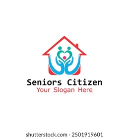 helping senior citizens logo design vector