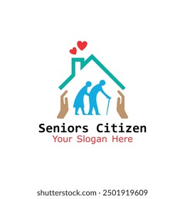 helping senior citizens logo design vector