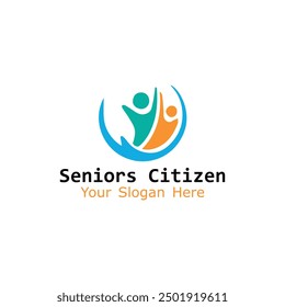 helping senior citizens logo design vector