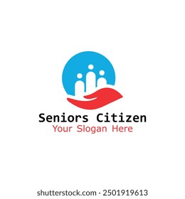 helping senior citizens logo design vector