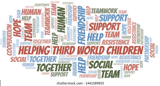 Helping Third World Children word cloud. Vector made with text only.