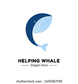 helping whale logo is a simple logo that can be used in a variety of uses. such as companies, study groups, marine conservation agencies, and various things related to whales
