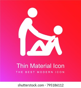 Helping wounded man red and pink gradient material white icon minimal design