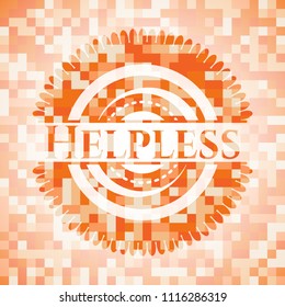 Helpless abstract emblem, orange mosaic background