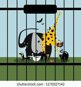 Helpless animals kept in captivity