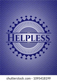 Helpless badge with denim background