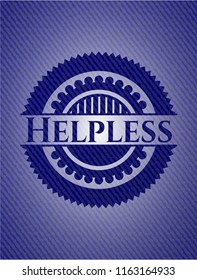 Helpless badge with denim texture