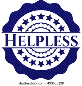 Helpless badge with denim texture