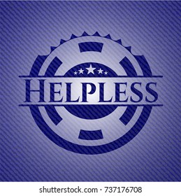 Helpless emblem with denim high quality background