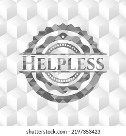 Helpless Grey Icon Or Emblem With Geometric Cube White Background. 