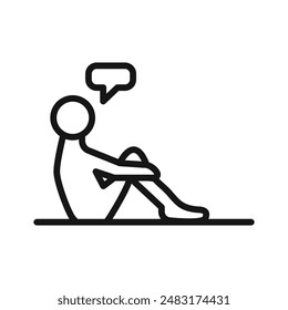 helpless human icon Black line art vector