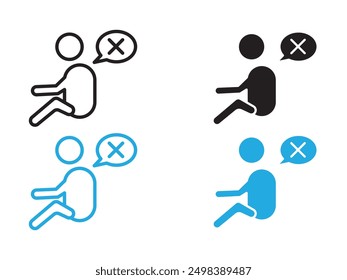helpless human icon black and white vector outline sign