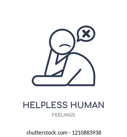 helpless human icon. helpless human linear symbol design from Feelings collection. Simple outline element vector illustration on white background.