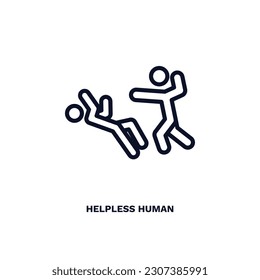 helpless human icon. Thin line helpless human icon from feeling and reaction collection. Outline vector isolated on white background. Editable helpless human symbol can be used web and mobile