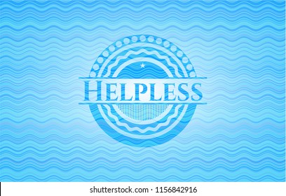 Helpless light blue water badge background.