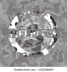 Helpless on grey camo texture