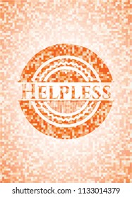 Helpless orange mosaic emblem with background