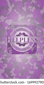 Helpless pink camouflaged emblem. Vector Illustration. Detailed.