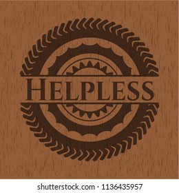 Helpless vintage wooden emblem