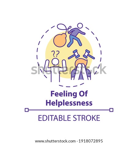 Helplessness feeling concept icon. Inability to help oneself idea thin line illustration. Struggling with depression and anxiety. Vector isolated outline RGB color drawing. Editable stroke