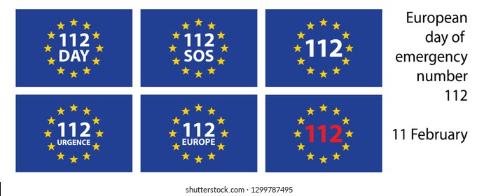 Helpline European day of emergency number 112 Day 11 february 11 SOS symbool Safety first Medical logo Vector Fun sign icon icons Distress signal Alarm help location pincall phone lifebuoy police