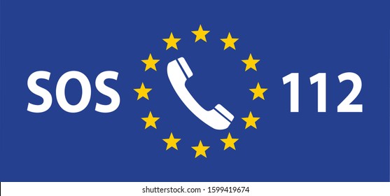 Helpline European day of emergency number 112 Day 11 february 11 SOS symbool Safety first Medical logo Vector Fun sign icon icons Distress signal Alarm help location pincall phone lifebuoy police