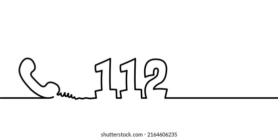 Helpline European day of emergency number 112. Day 11 february 11. SOS symbool. Emergency call concept. Vector icon logo. Distress signal. Alarm, help location pincall phone.