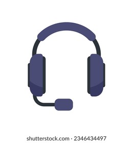 Helpline headset icon flat vector. Call support. Service center isolated
