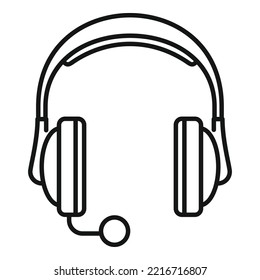 Helpline-Headset-Symbol-Umrissvektor. Rufen Sie den Support an. Service-Center