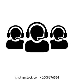 Helpline icon male business customer support service person profile avatar with headphone for online assistant in glyph pictogram illustration