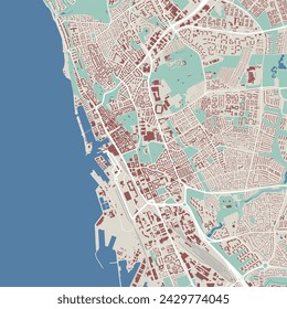 Karte von Helsingborg, Schweden. Vector Stadt Straßenkarte, Stadtgebiet.