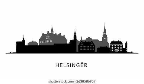 Helsingr skyline with Denmark Cityscape silhouette.
