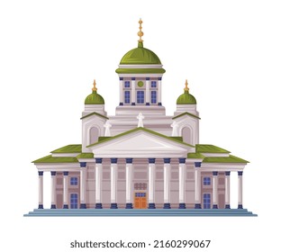 Helsinki Cathedral as Finland Symbol and Attribute Vector Illustration