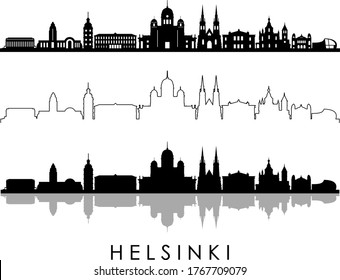 HELSINKI City FINLAND Skyline Silhouette Cityscape Vector