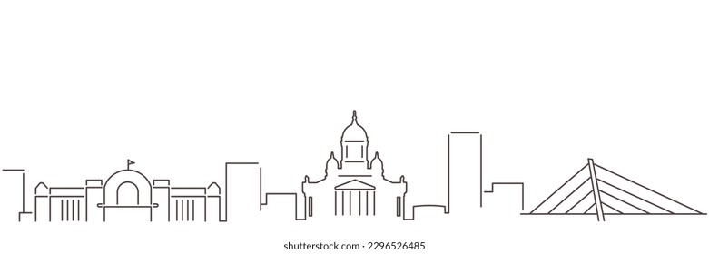Helsinki Dark Line Simple Minimalist Skyline With White Background