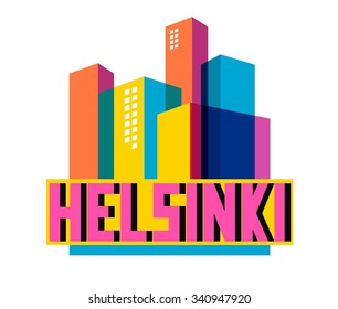 Helsinki in Finland is Beautiful city to visit on holiday, vector cartoon illustration