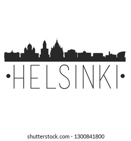 Helsinki Finland. City Skyline. Silhouette City. Design Vector. Famous Monuments.