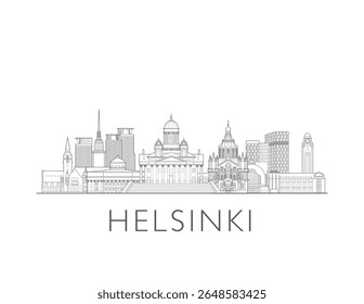 Helsinque, Finlândia, desenho do horizonte da ilustração da paisagem urbana