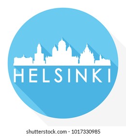 Helsinki Finland Flat Icon Skyline Round Graphic. Vector Landmark Buildings.