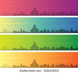Helsinki Multiple Color Gradient Skyline Banner
