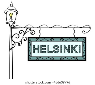 Helsinki retro pointer lamppost. Helsinki Capital of Finland tou
