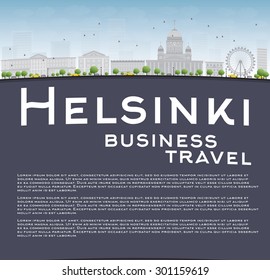 Helsinki skyline and copy space. Business travel and tourism concept with place for text. Image for presentation, banner, placard and web site. Vector Illustration