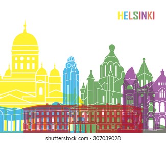Helsinki skyline pop in editable vector file